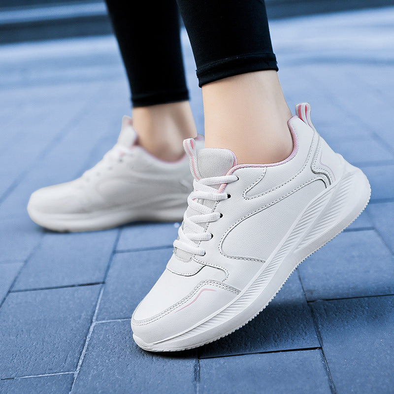 Waterproof Leather Soft Bottom Casual Sneakers for Women