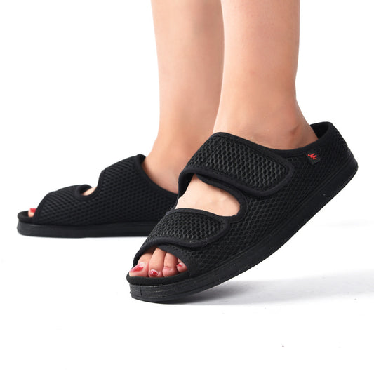 Wide Fit Puffy Slippers – Adjustable Rubber Foam Comfort Slides