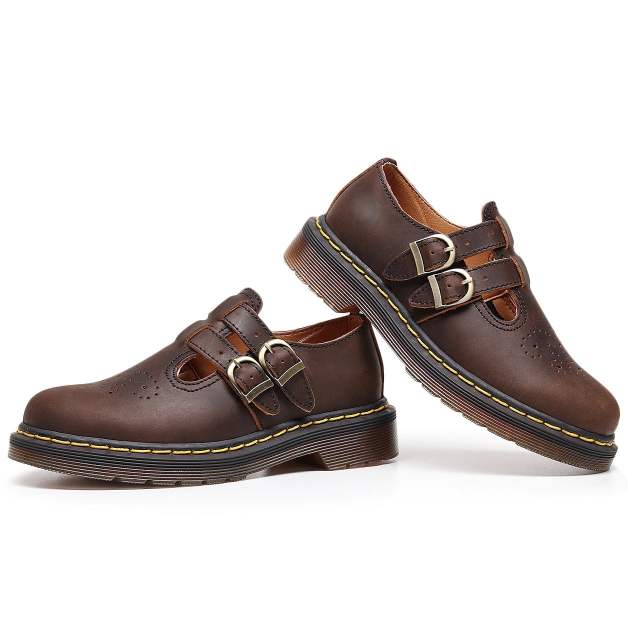 Genuine Leather Low-Top Womens Horse Brown Fashionable Casual Cowhide Shoes