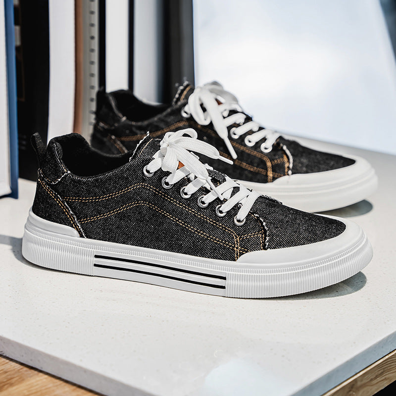 Men's Korean-Style Fashion Plus Size Low-Top Casual Denim Sneakers