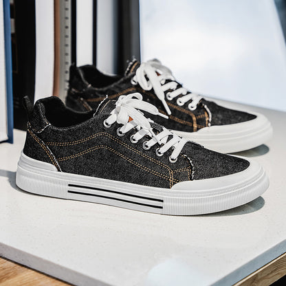 Men's Korean-Style Fashion Plus Size Low-Top Casual Denim Sneakers