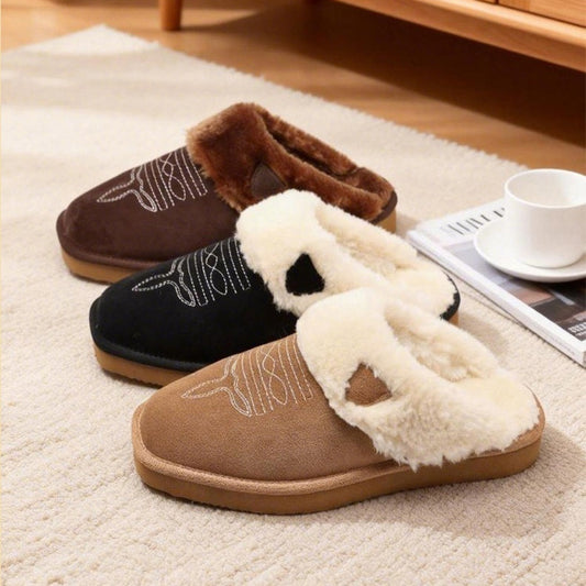 Autumn Winter Warm Cotton & Fur All-in-One Home Slippers