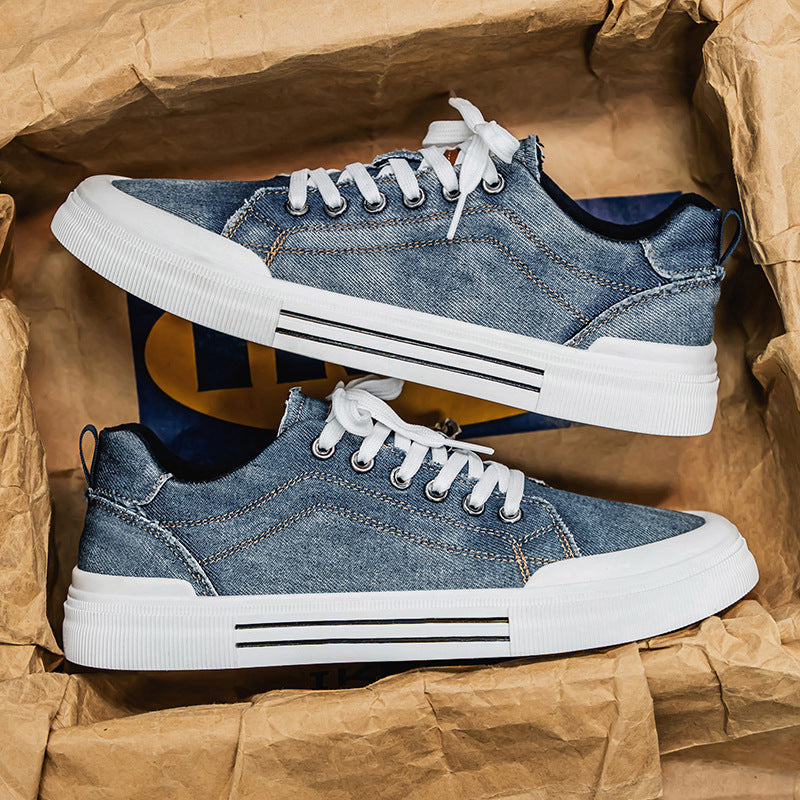 Men's Korean-Style Fashion Plus Size Low-Top Casual Denim Sneakers