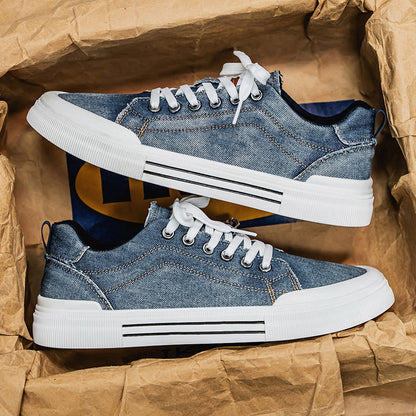 Men's Korean-Style Fashion Plus Size Low-Top Casual Denim Sneakers