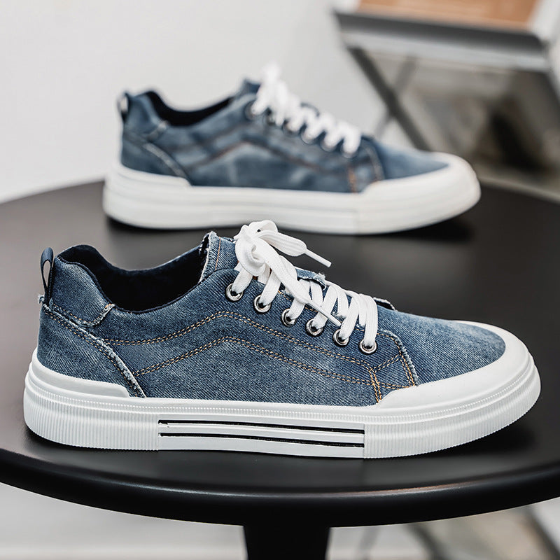 Men's Korean-Style Fashion Plus Size Low-Top Casual Denim Sneakers